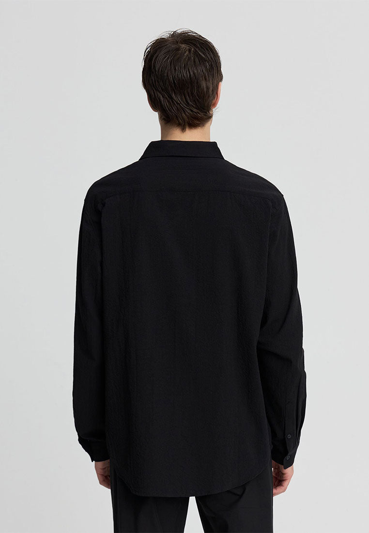 Men's Plain Long-Sleeved Shirt