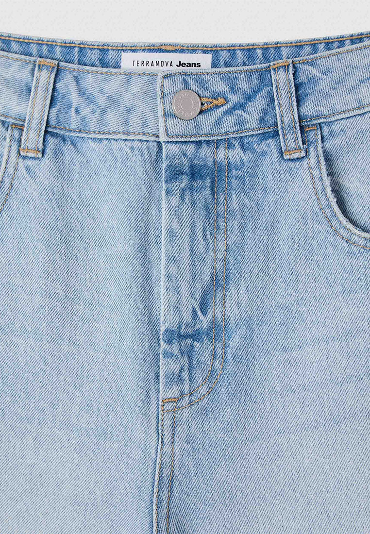 Women's High-Waisted Wide-Leg Denim Bermudas