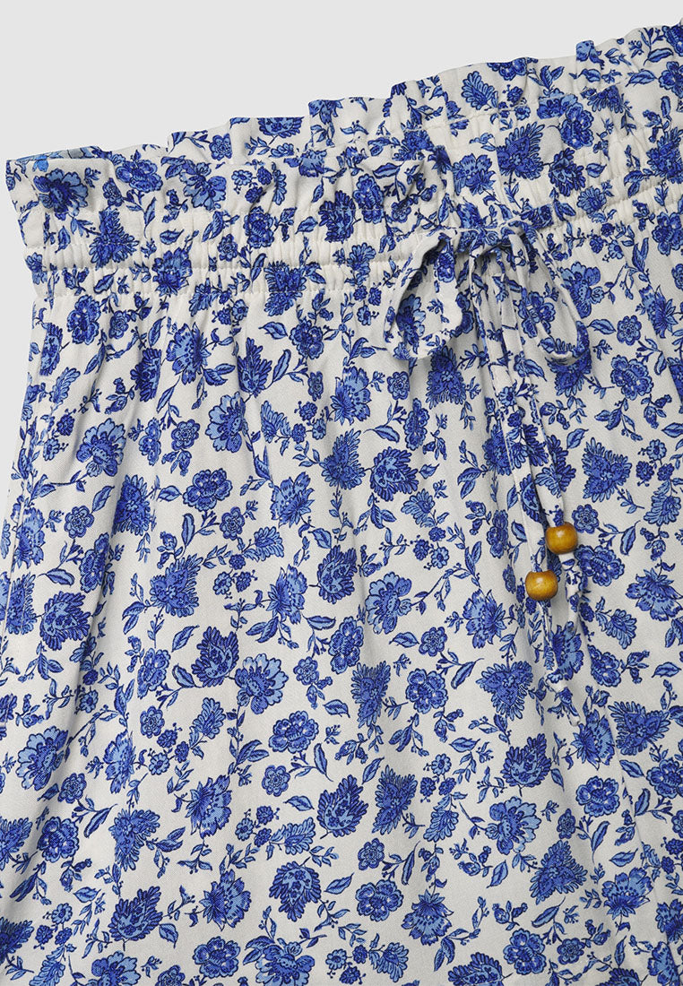 Women's Garterized Floral Shorts