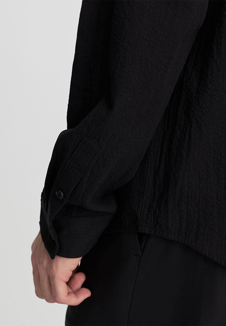 Men's Plain Long-Sleeved Shirt