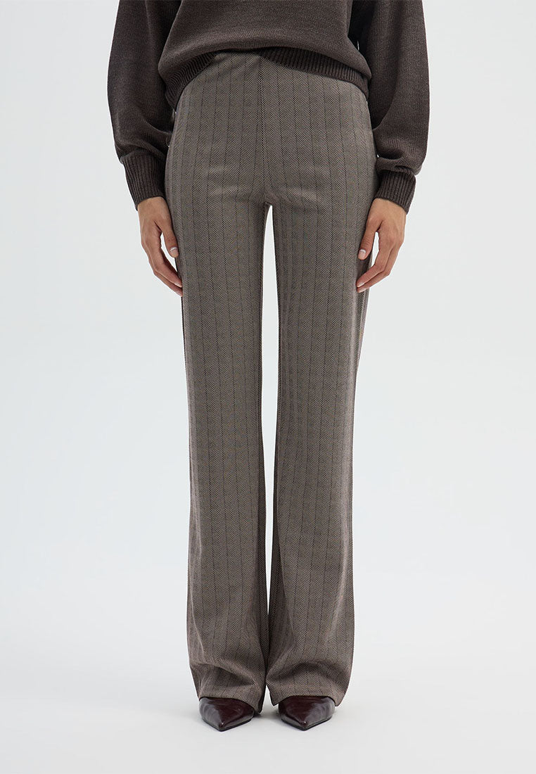 Women's Herringbone Flared Trousers