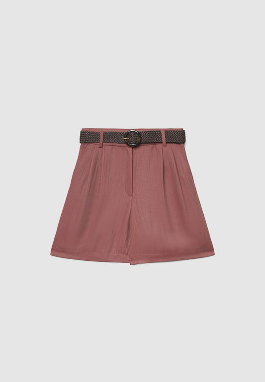 Women's Bermuda Shorts with Braided Belt