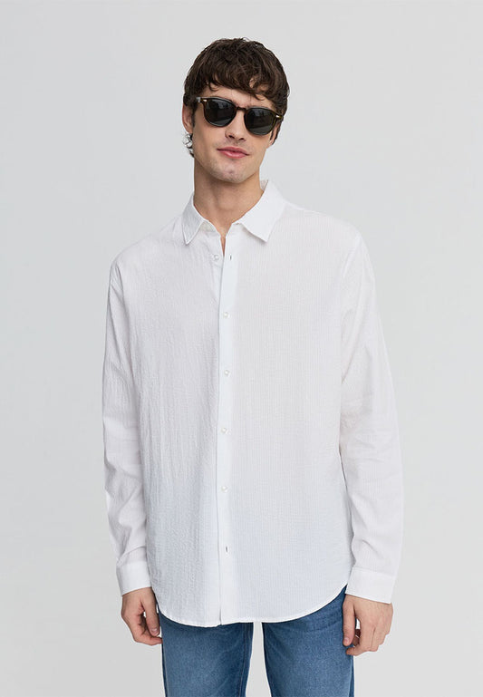 Men's Plain Long-Sleeved Shirt
