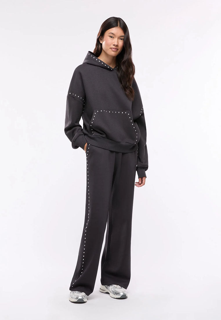 Women's Wide-leg Tracksuit Trousers with Studs