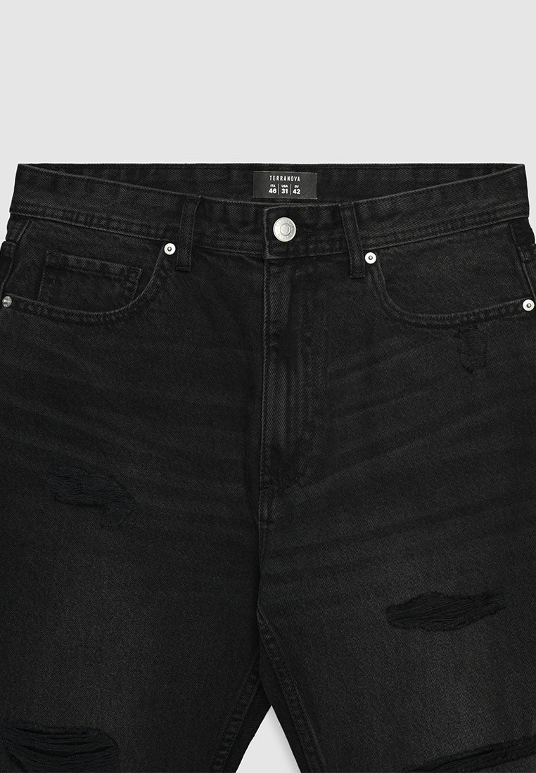 Men's Shredded Straight Leg Denim