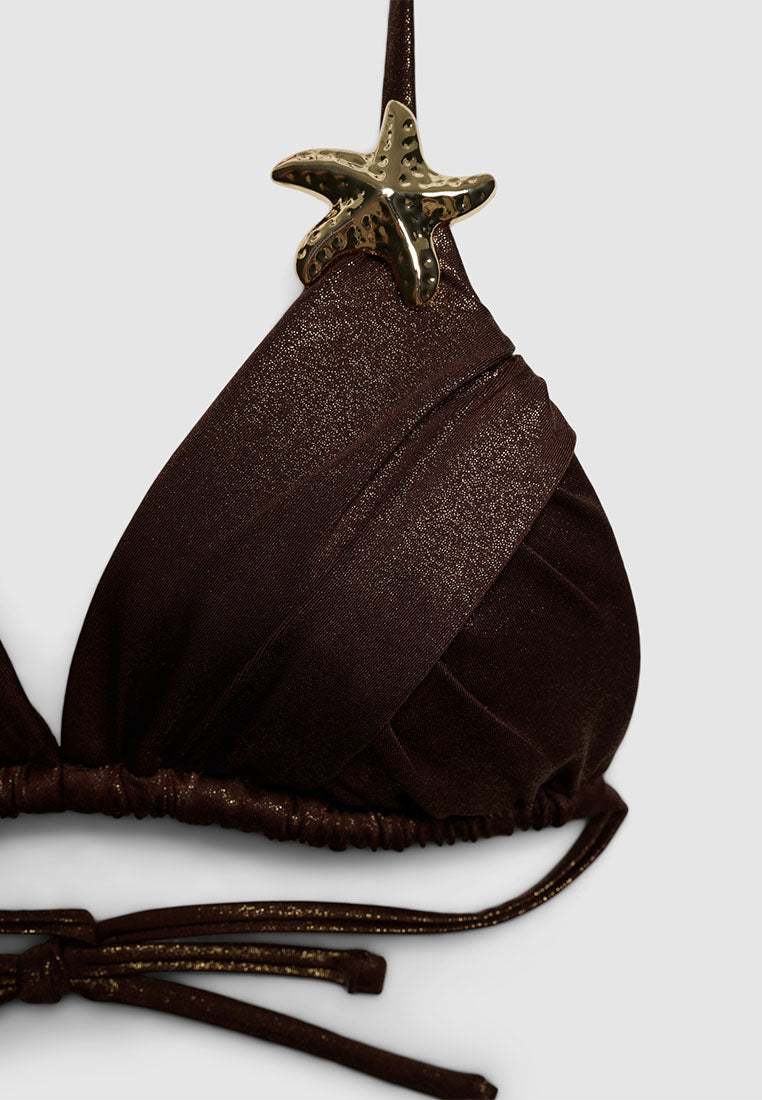 Women's Starfish Appliqué Triangle Bikini Top