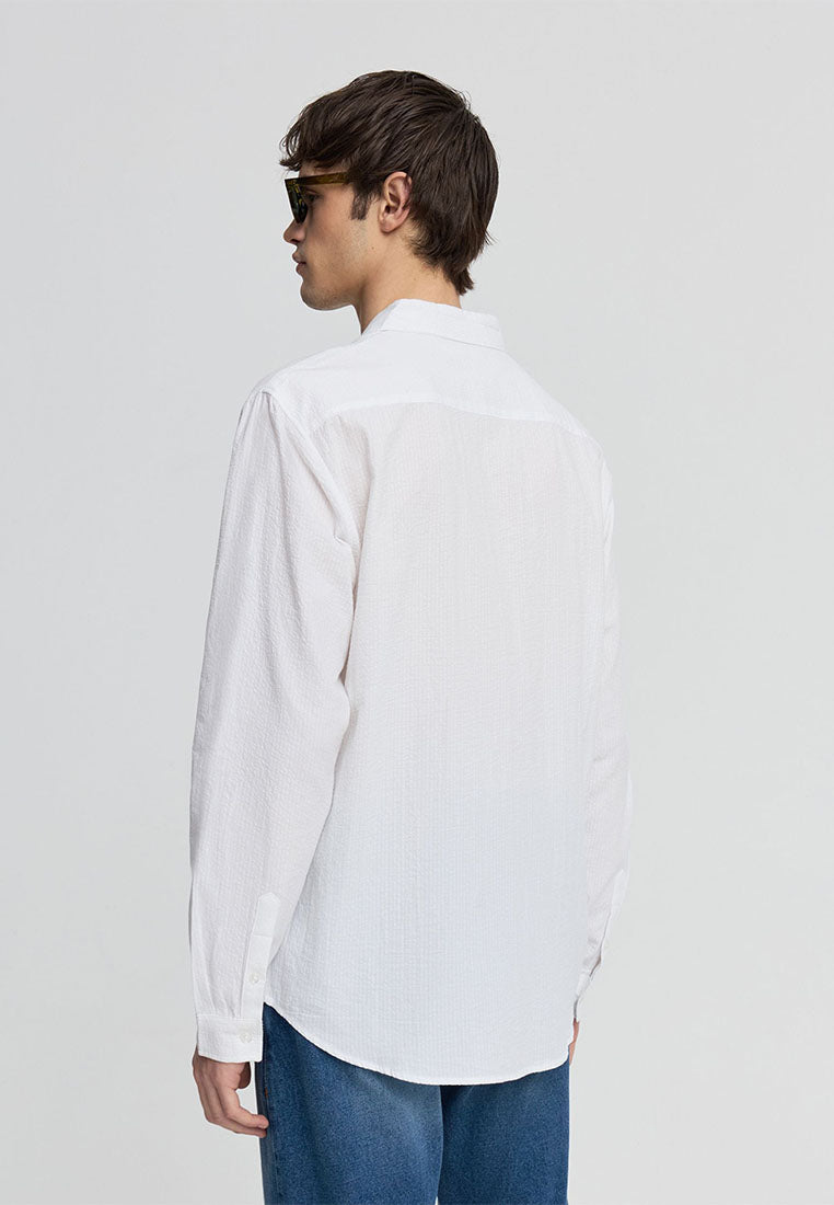 Men's Plain Long-Sleeved Shirt