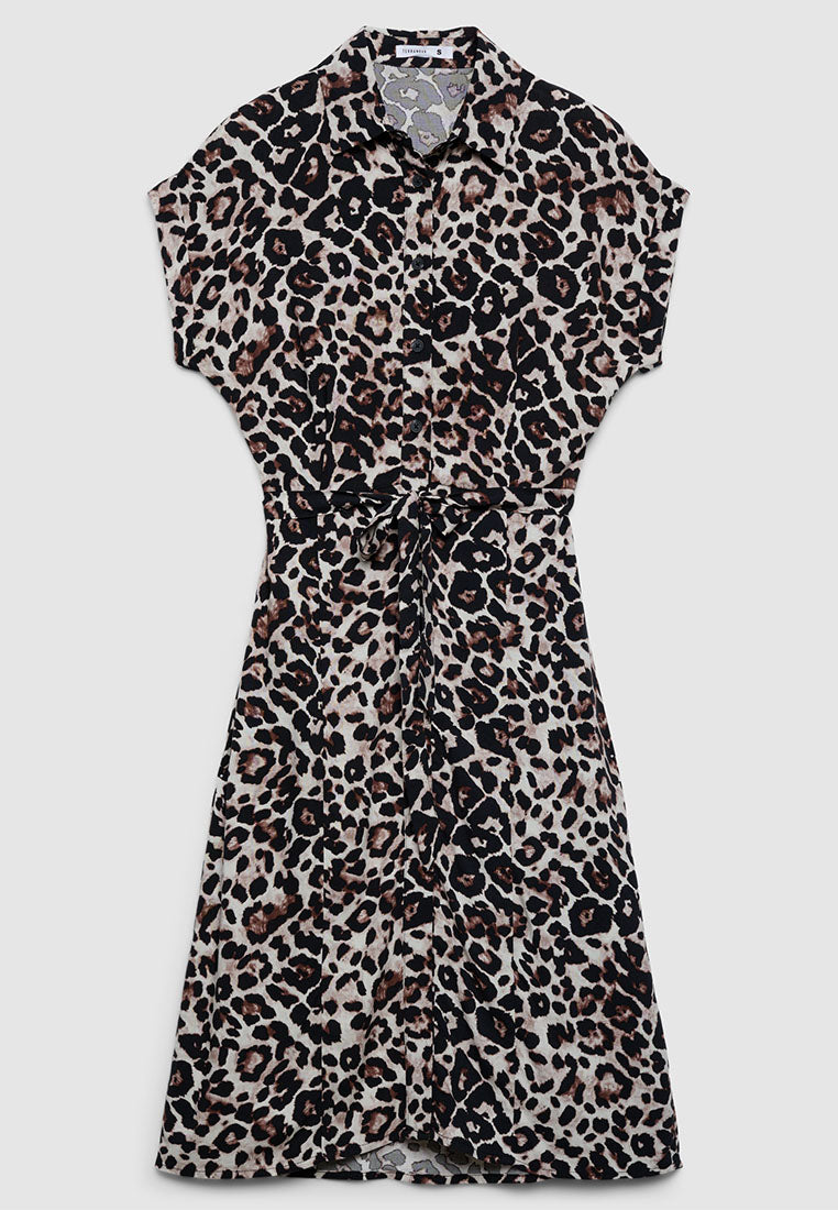 Women's Leopard Print Button-Down Dress