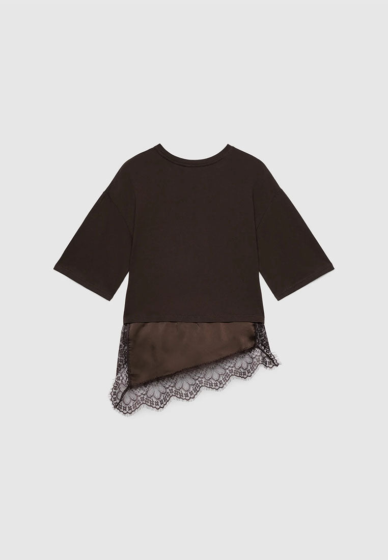 Women's Asymmetric Lace-Trim Layered Top