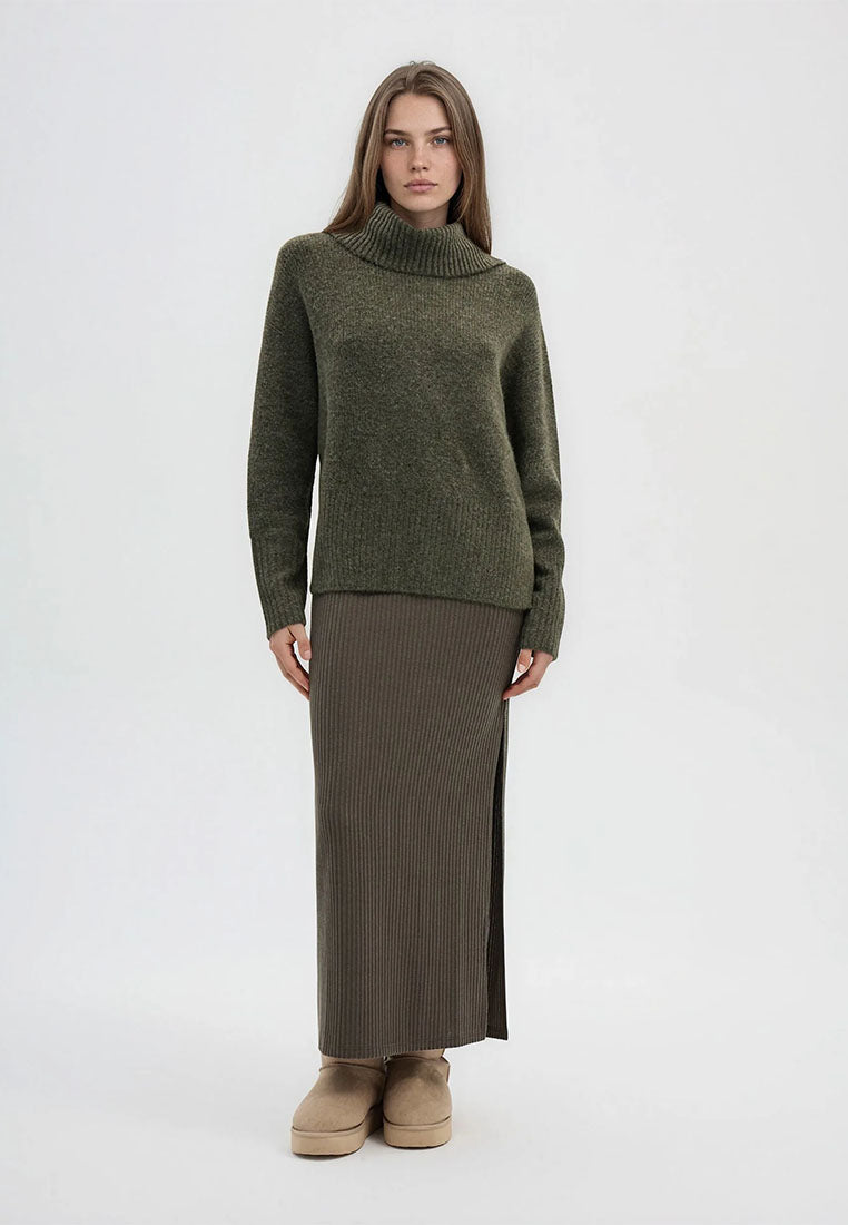 Women's Plain-colour cropped roll-neck jumper