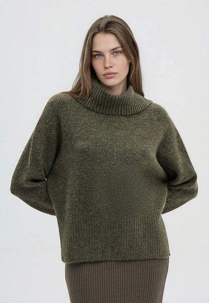 Women's Plain-colour cropped roll-neck jumper