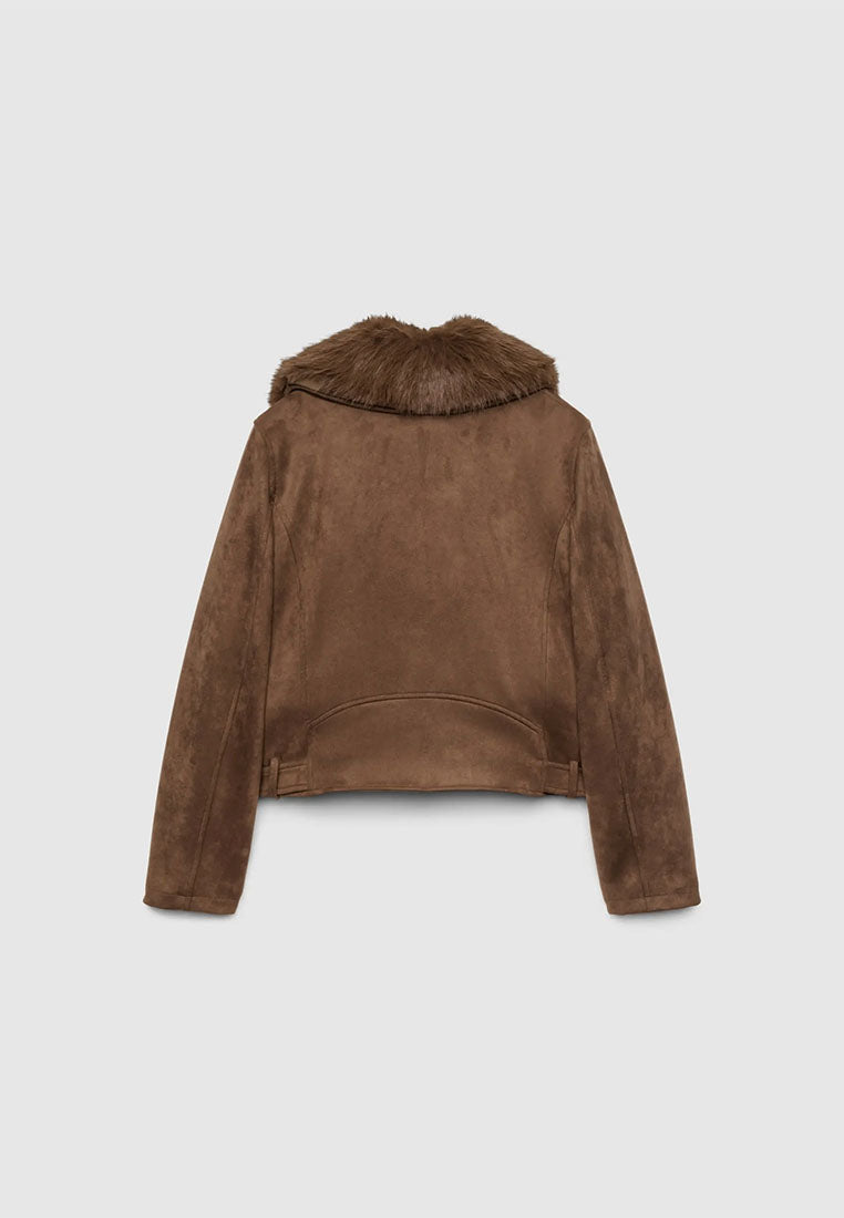 Women's Suede-effect biker jacket