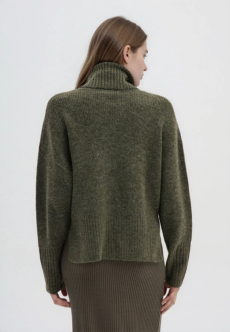 Women's Plain-colour cropped roll-neck jumper