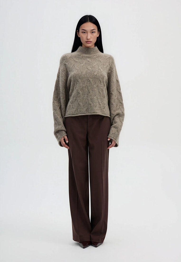 Women's Sweater with turtleneck and cable knit