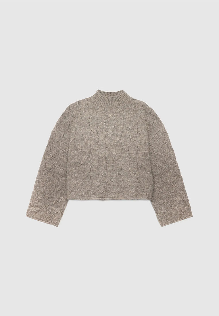 Women's Sweater with turtleneck and cable knit