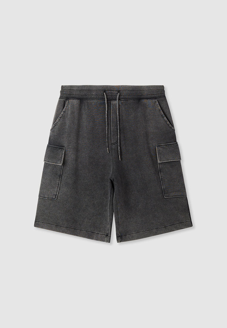 Men's Acid-Wash Knit Cargo Shorts