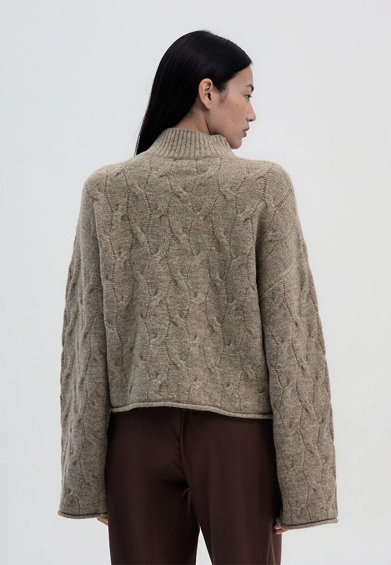 Women's Sweater with turtleneck and cable knit