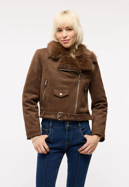 Women's Suede-effect biker jacket