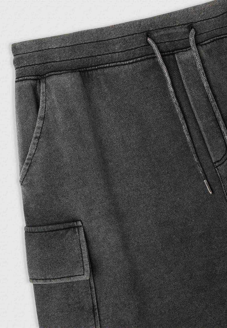 Men's Acid-Wash Knit Cargo Shorts