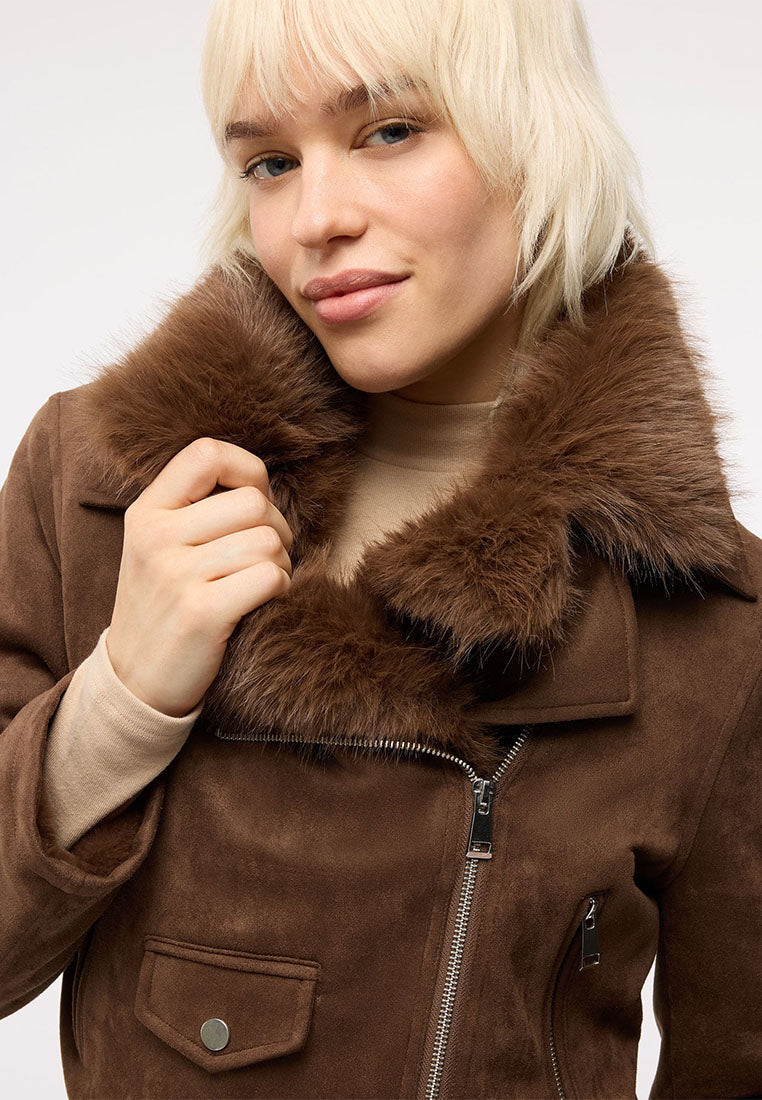 Women's Suede-effect biker jacket