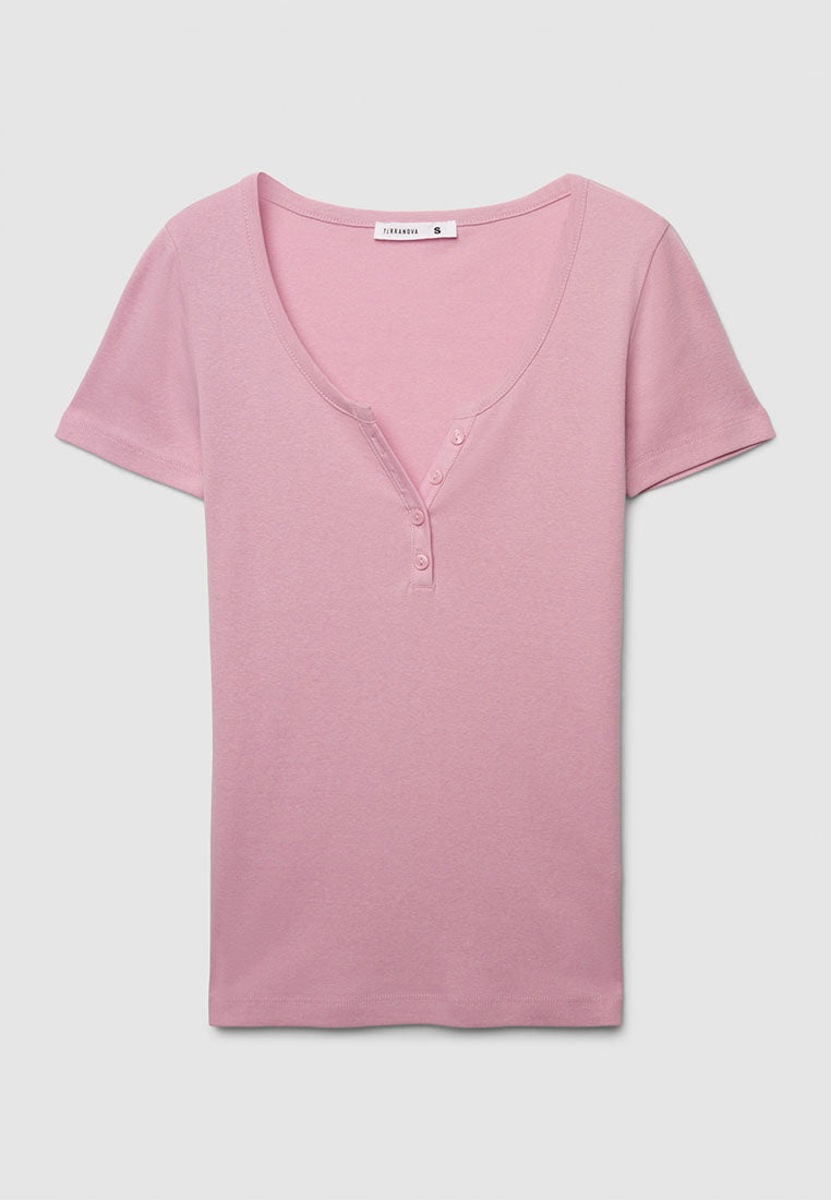 Plain coloured crew neck T-shirt