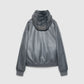 Men's Padded bomber jacket with leather-effect hood