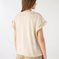 Women's Striped Tee with Sequin Fringe Sleeves