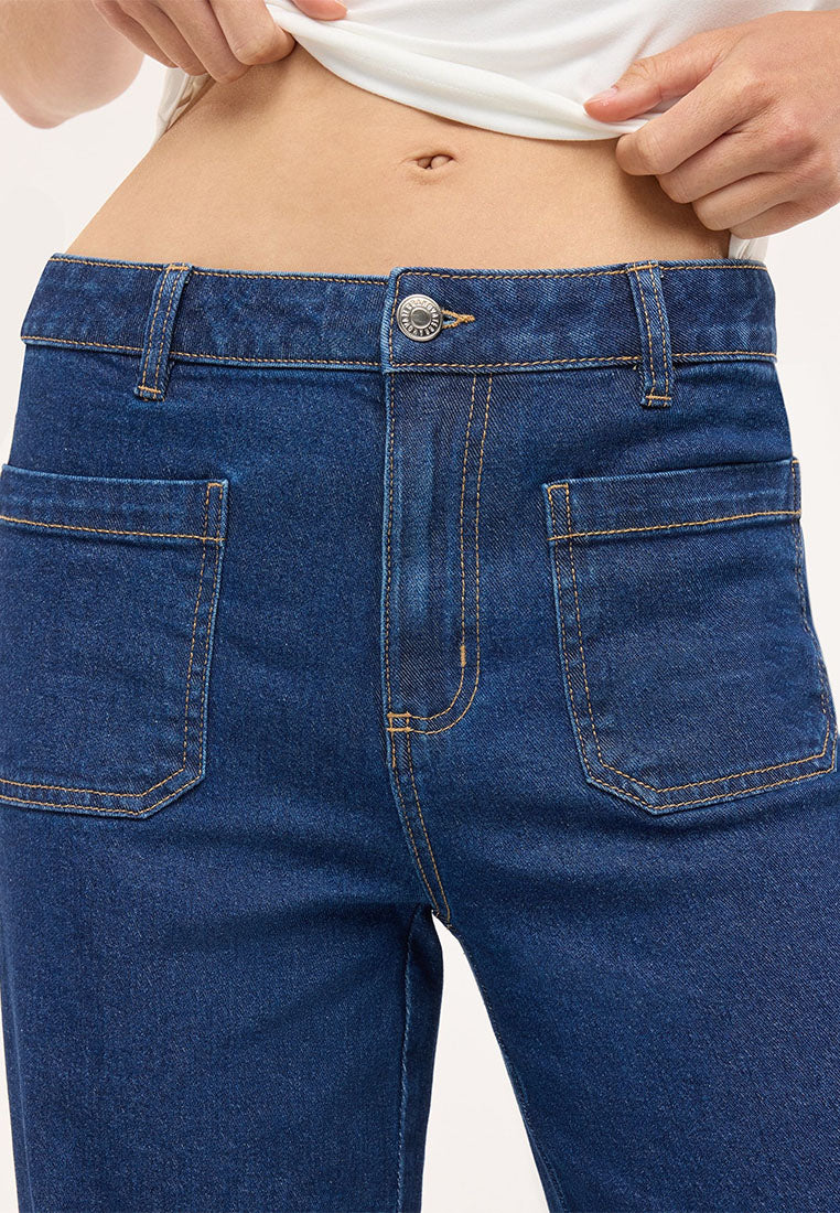 Women's Wide-leg jeans with Patch Pockets