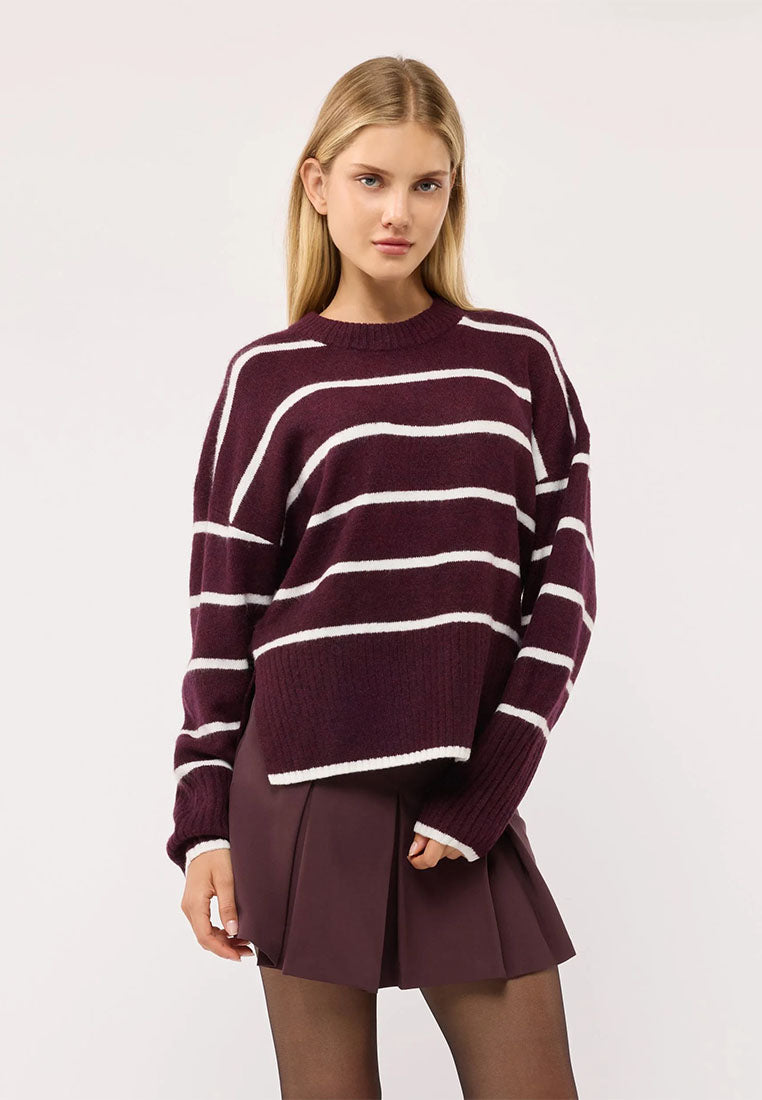 Women's Soft Crew Neck Striped Sweater