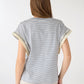 Women's Striped Tee with Sequin Fringe Sleeves