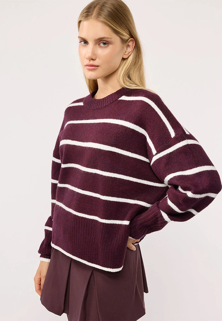 Women's Soft Crew Neck Striped Sweater