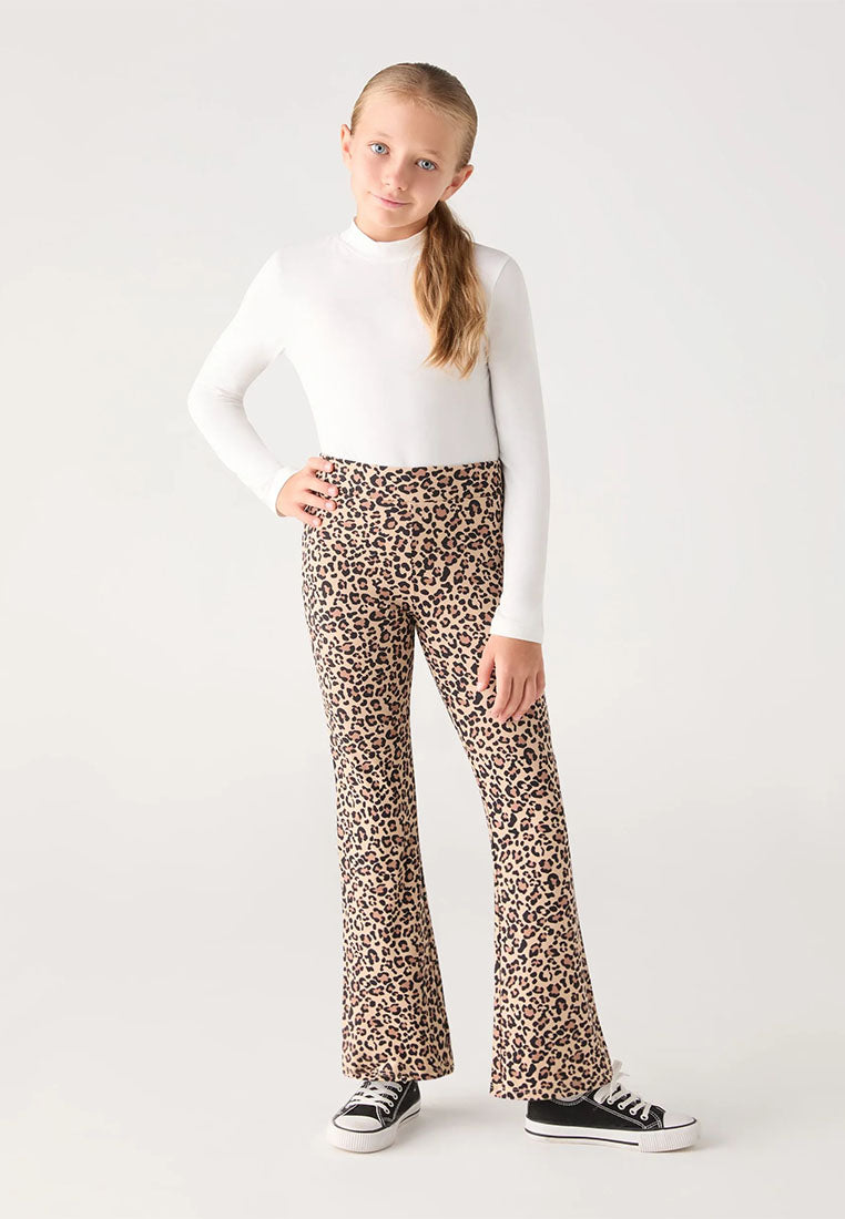 Animal Print Flared Leggings for Girls