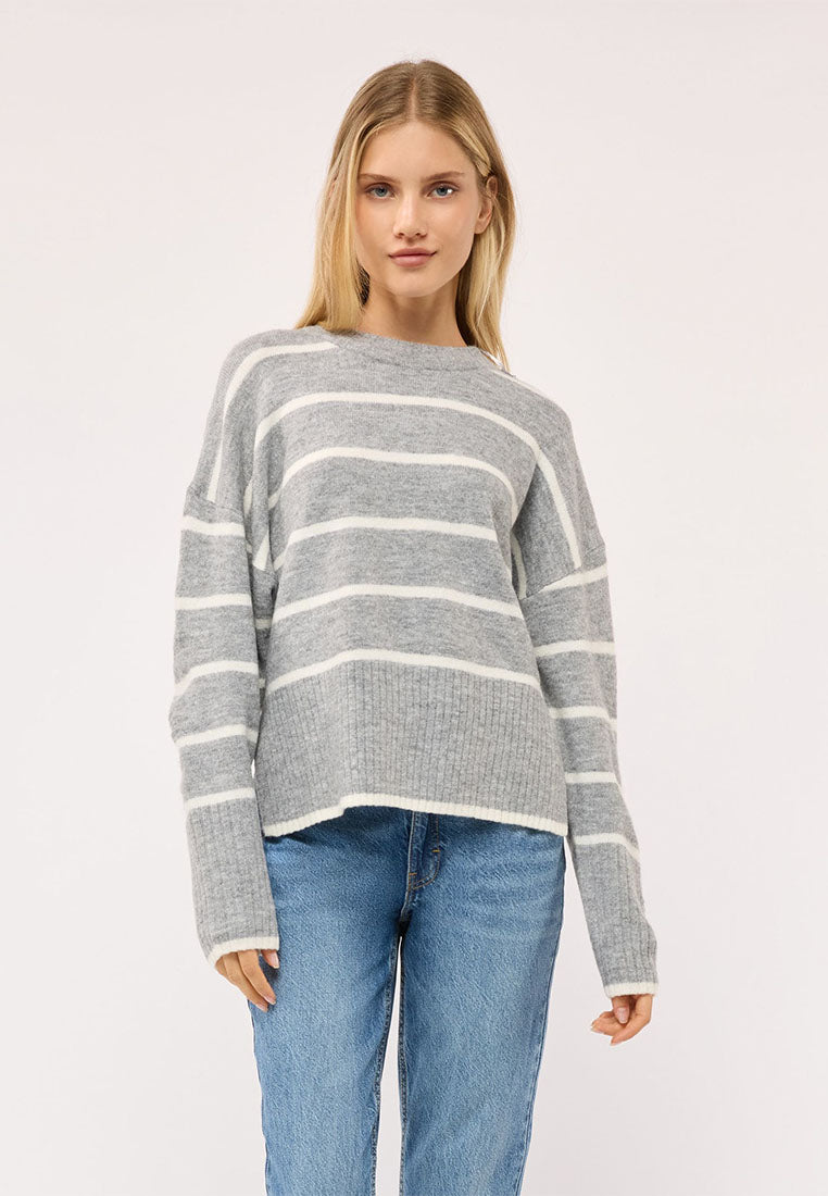 Women's Soft Crew Neck Striped Sweater