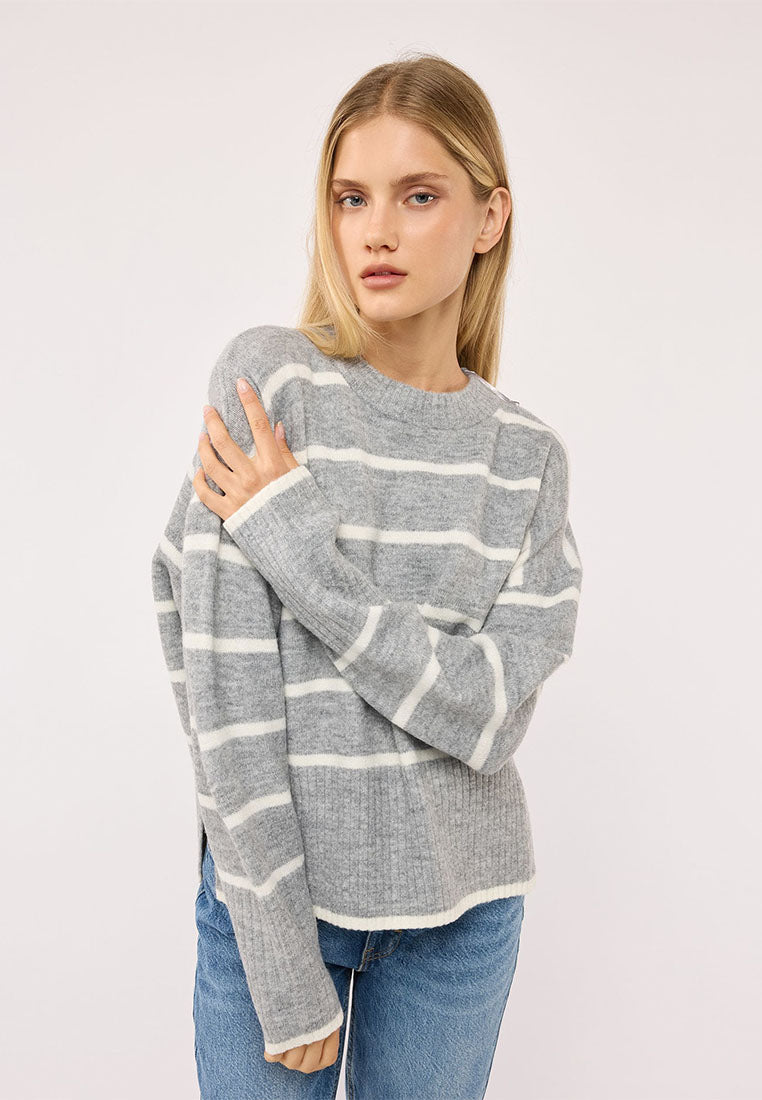 Women's Soft Crew Neck Striped Sweater