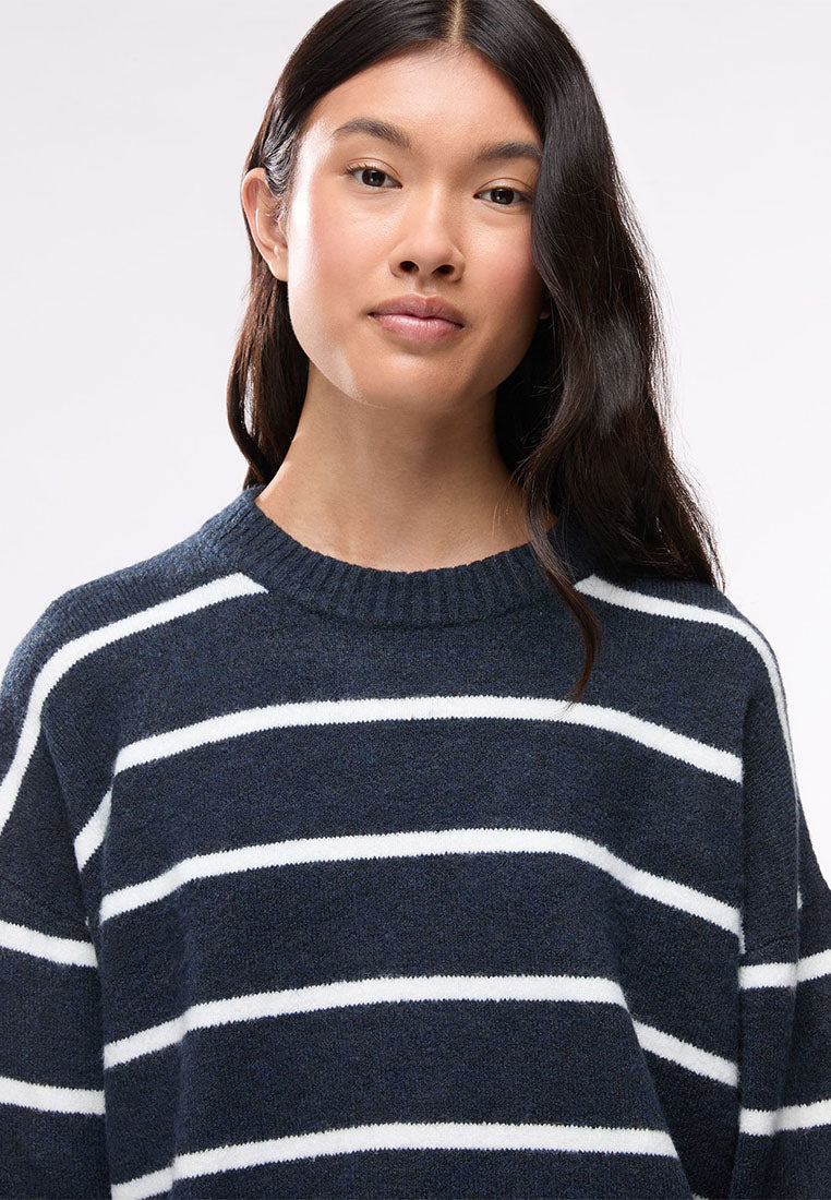 Women's Soft Crew Neck Striped Sweater