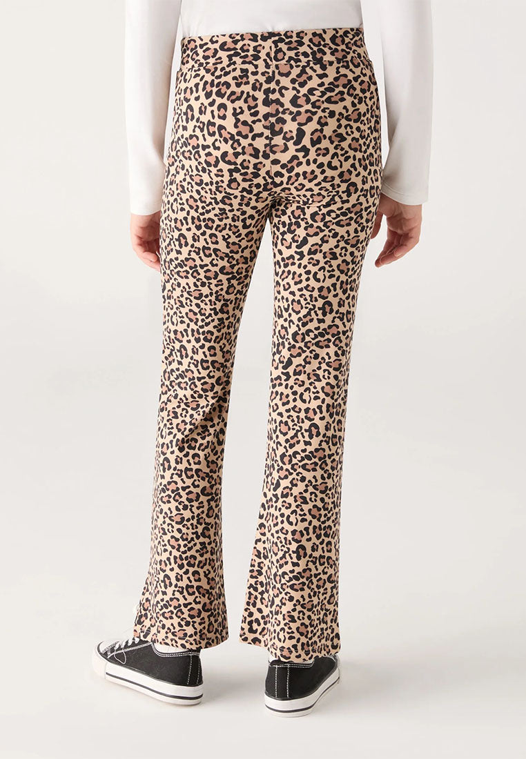 Animal Print Flared Leggings for Girls