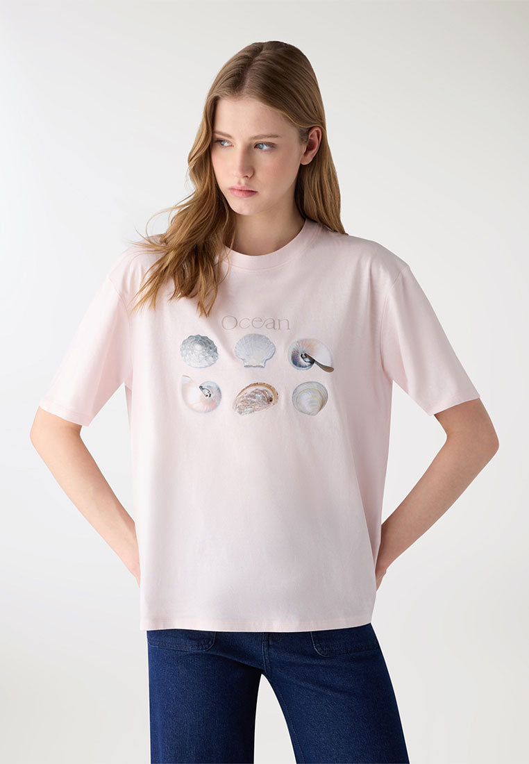 Women's Ocean Print Oversized Tee