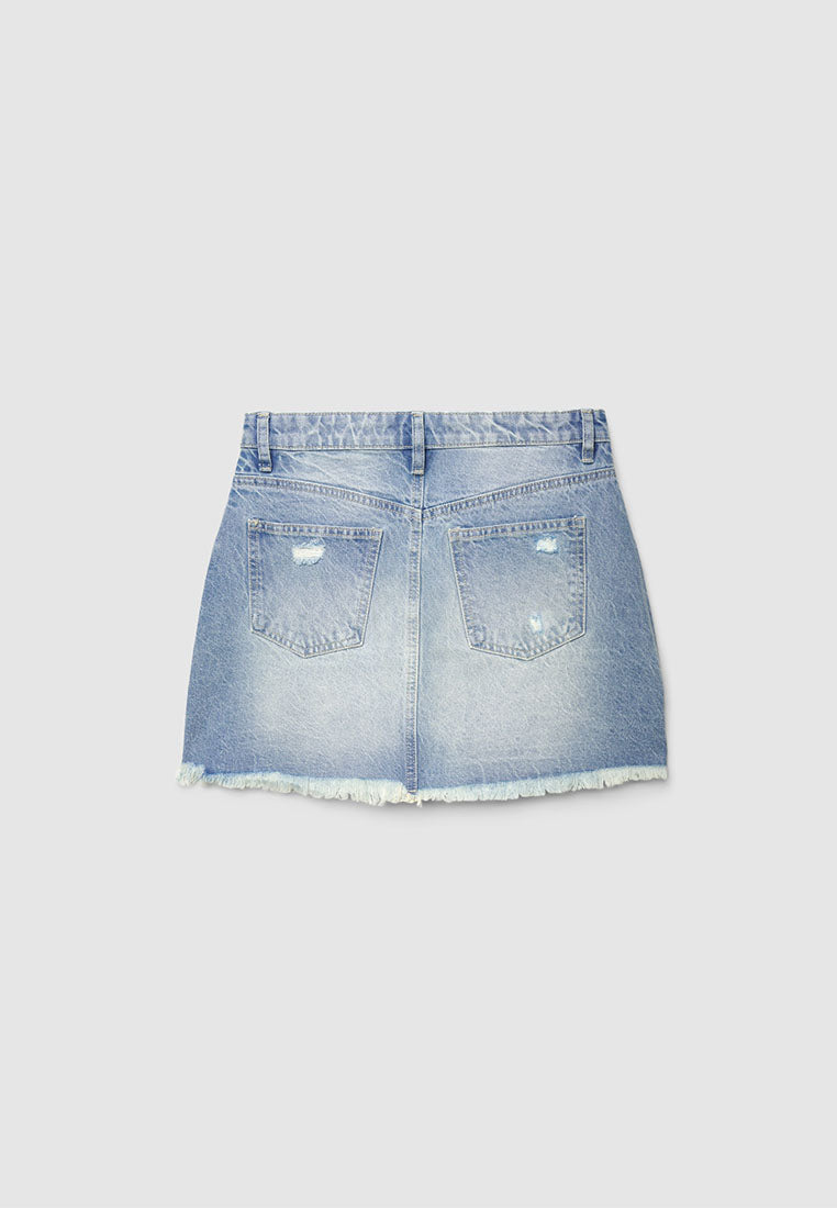 Women's Distressed Denim Mini Skirt