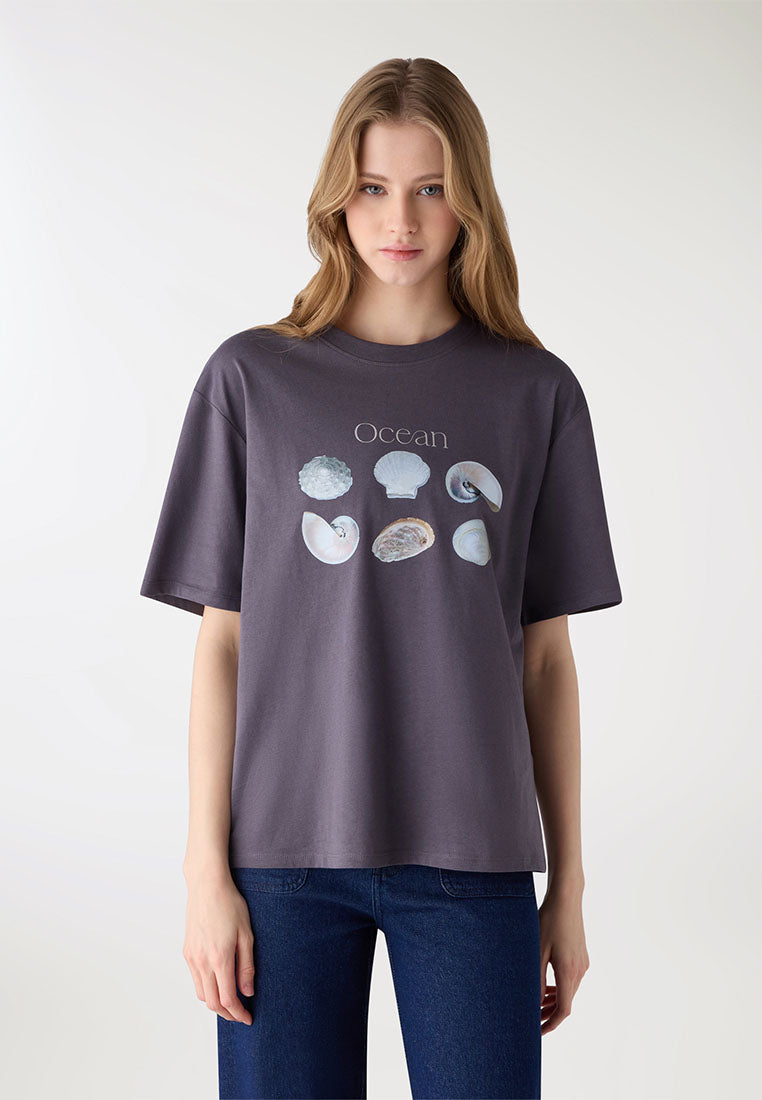 Women's Ocean Print Oversized Tee