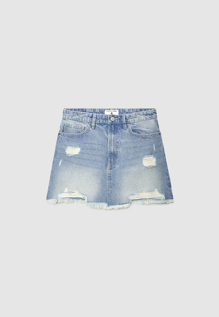 Women's Distressed Denim Mini Skirt