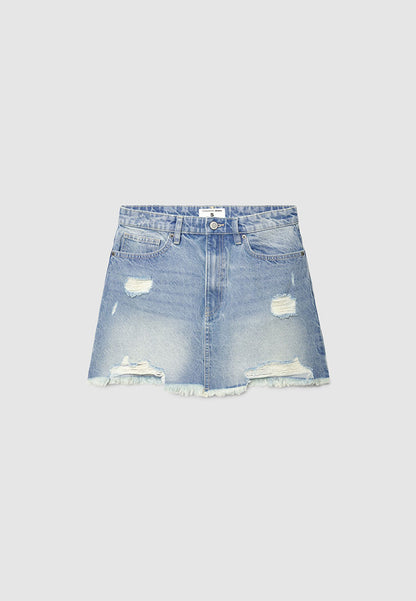Women's Distressed Denim Mini Skirt