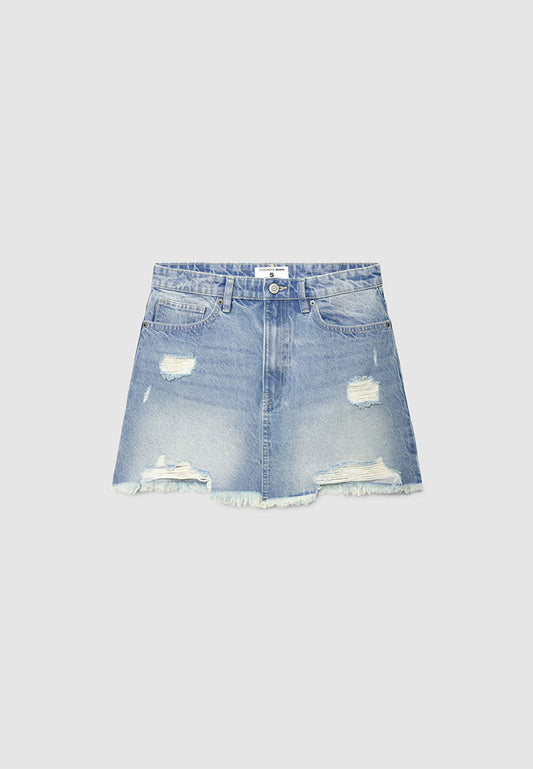 Women's Distressed Denim Mini Skirt