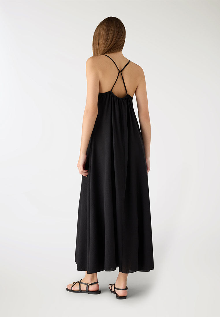 Women's V-Neck Crisscross Back Maxi Dress