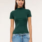 Women's Ribbed T-shirt with mock neck collar