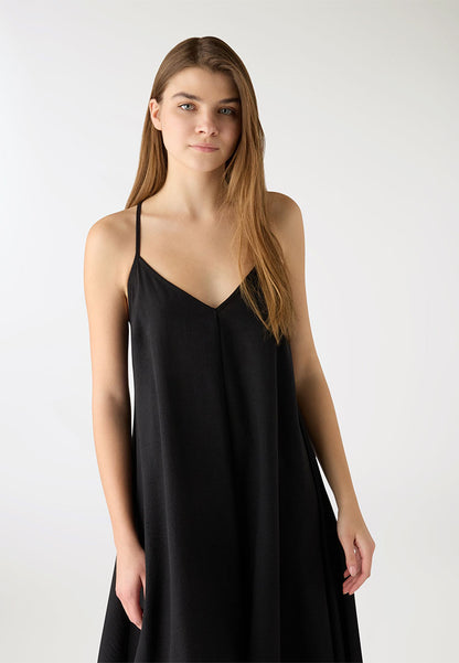 Women's V-Neck Crisscross Back Maxi Dress