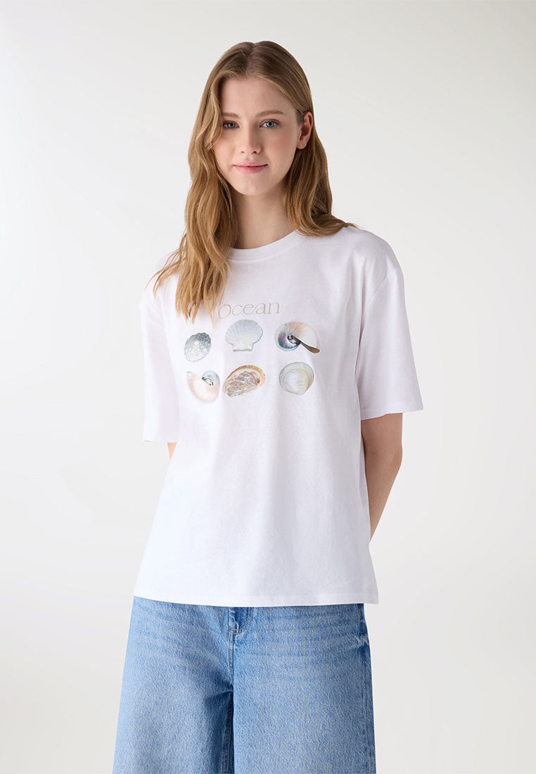 Women's Ocean Print Oversized Tee