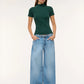 Women's Ribbed T-shirt with mock neck collar