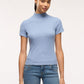 Women's Ribbed T-shirt with mock neck collar