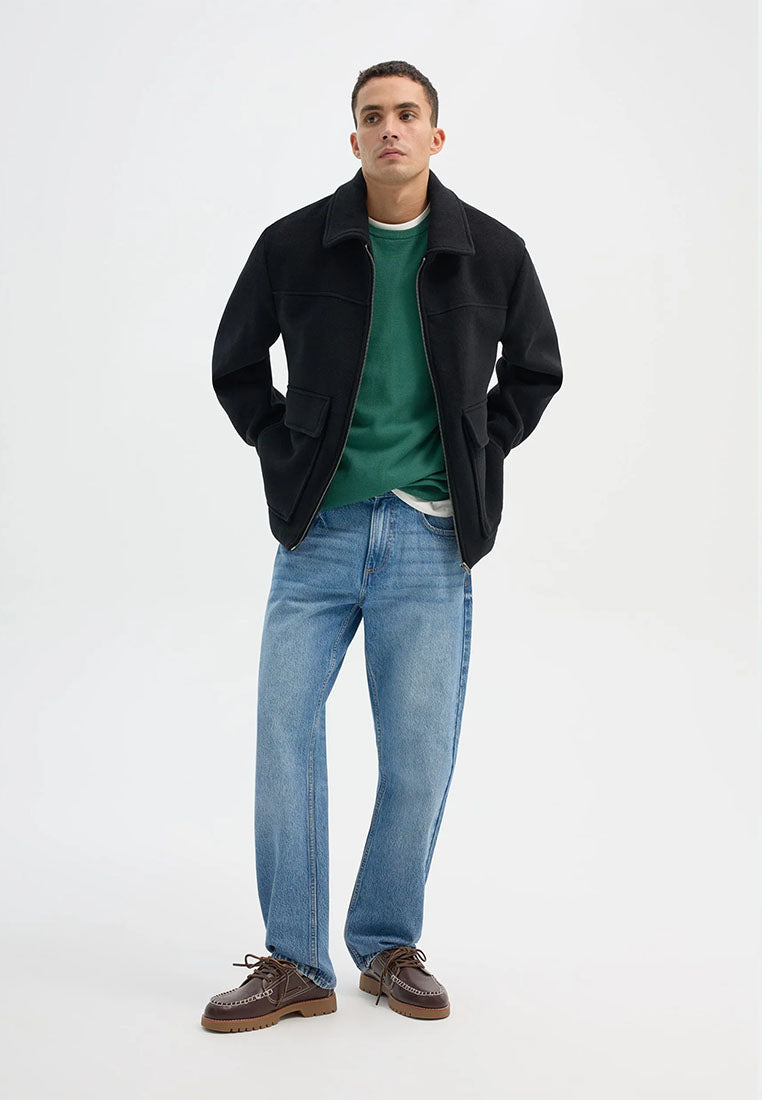 Men's Zip-up shirt jacket with patch pockets