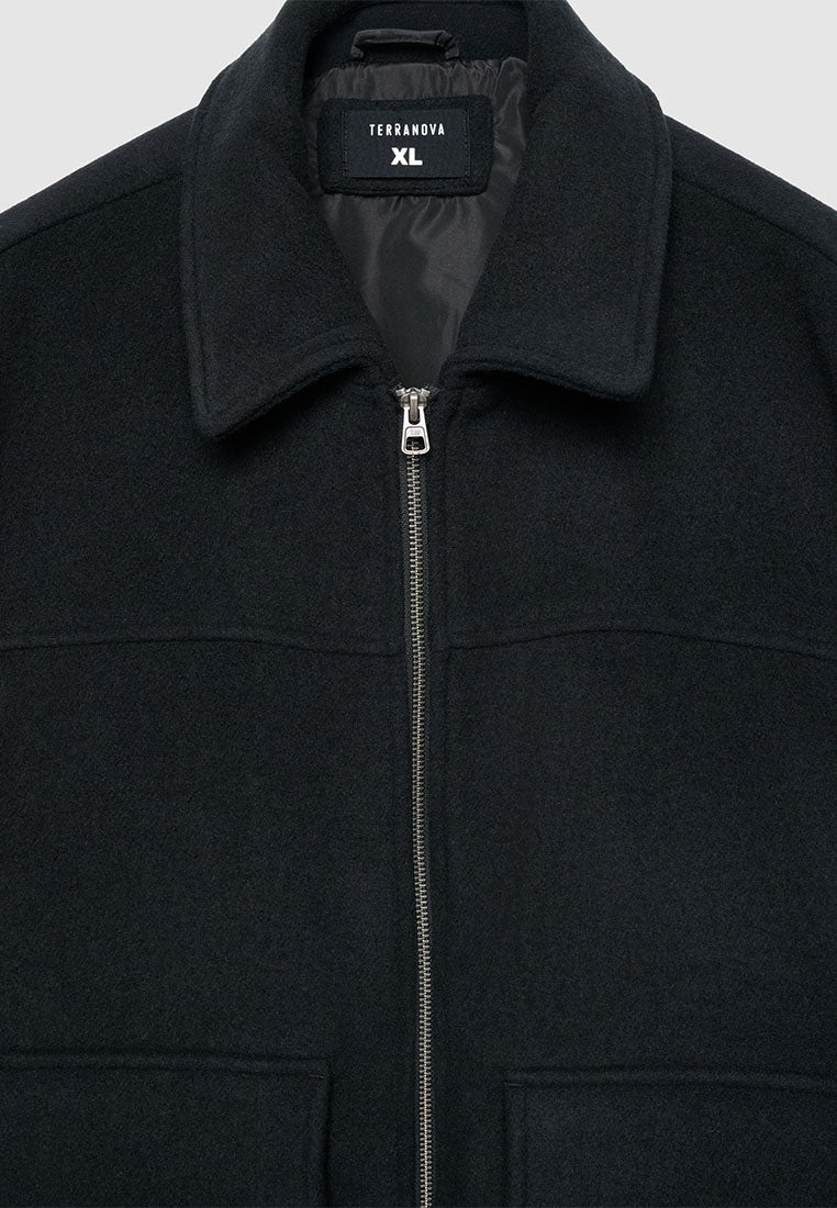 Men's Zip-up shirt jacket with patch pockets